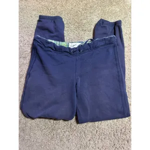 High Camp Club Navy Blue Jogger Sweatpants Plaid Trim Drawstring Medium thumbnail 2