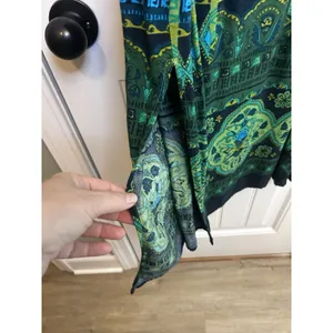 R&K Originals Size 18 Green Blue Black Geometric Scoop Neck Rayon Maxi Side Slit thumbnail 9