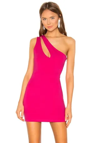 superdown Nava Asymmetrical Mini Dress in Hot Pink thumbnail 1