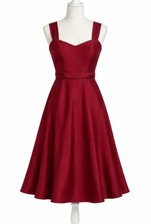 David’s Bridal Burgundy Red Satin Midi A-Line Dress Size 4 Formal Bridesmaid thumbnail 1