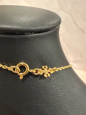 Tory Burch | Gold Plated Logo & Mother of Pearl Heart Pendant Necklace thumbnail 3