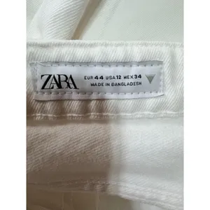 Zara Denim Bermuda Shorts High Rise Women's 12 White Denim New thumbnail 4