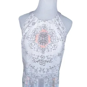 Philosophy‎ Grey Ivory Pink Floral Sleeveless Crew Neck Mini Dress Large Lined thumbnail 2