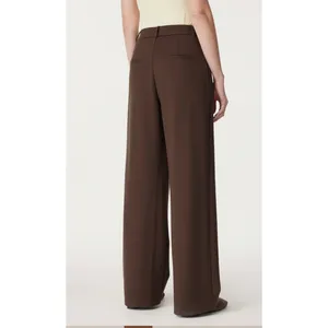 OGL Brown Wide Leg Pleated Pull On Trousers Pants Pockets Women Size XS thumbnail 2