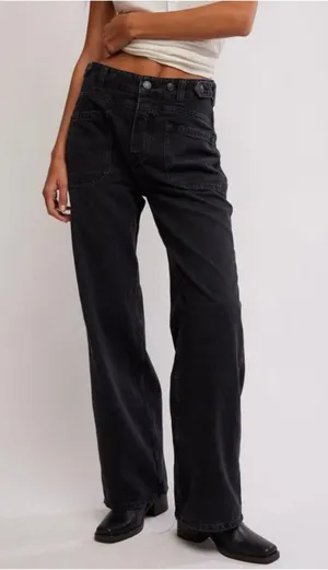 FREE PEOPLE NWT We The Free Palmer Cuffed Jeans / Outer Space - 27 thumbnail 1