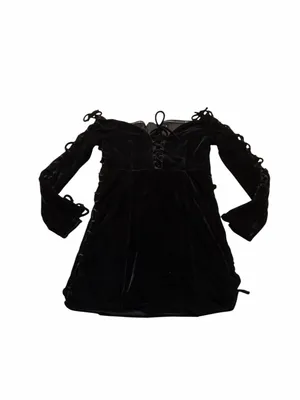 NBD black lace up Olivia velvet dress thumbnail 2