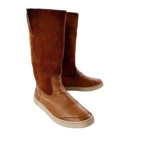 Frye Gemma Tall Shearling Boots Suede and Leather Cognac Size 8.5 thumbnail 16