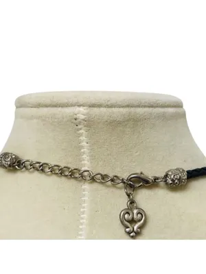 Brighton Silver Cross and Black Leather Necklace thumbnail 4