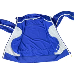 Lululemon Asana Blue Zip Up Track Jacket White Piping Thumbholes Size S / M thumbnail 10