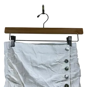 NWT Zara Ruched Side Button Solid Mini Skirt White Coastal High Waisted Size M thumbnail 3