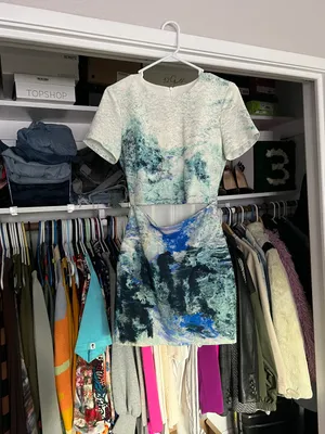 Bec + Bridge blue watercolor cut out short sleeve mini dress 4 thumbnail 3