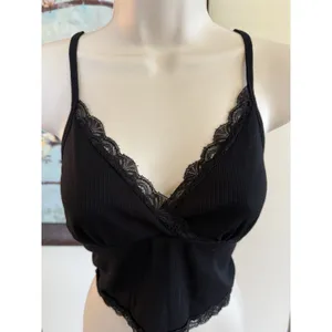 Black Lace Trim Cropped Cami Top (Women’s Size XL thumbnail 2