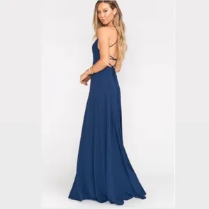 Show Me Your Mumu SMYM Godshaw Goddess maxi dress in navy blue NEW MEDIUM thumbnail 2
