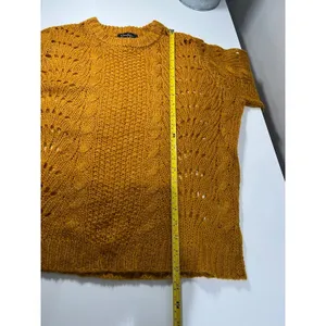 Jessica Simpson Mustard Yellow‎ Cable Knit Lace Sweater Size M thumbnail 9