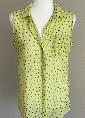Liz Claiborne Ladybug Sleeveless Blouse Size M thumbnail 1