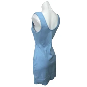 Lulus Go With You Light Blue Ribbed Ruched Cutout Sleeveless Bodycon Dress Sz L thumbnail 6