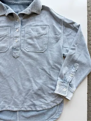 Aerie Oversized Quarter Snap Sweatshirt Blue XS thumbnail 6