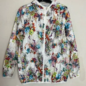 Bossini Floral Print Zip Up Windbreaker Hooded Jacket Size Large thumbnail 1