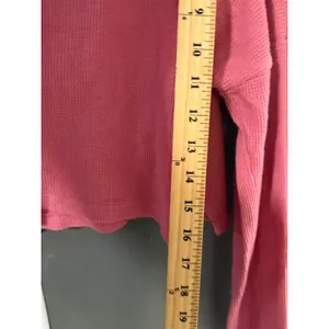 Aeropostale Pink Waffle Knit‎ Cropped Henley Long Sleeve Top Medium thumbnail 8