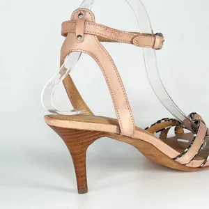 Coach Meg Leather with Snakeskin Tan Beige Leather Sandals Heels Shoes Women 9 thumbnail 9