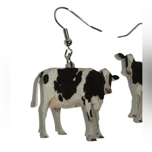 Cow print earrings thumbnail 2