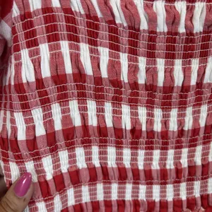 English Factory |Tuckernuck Gingham Puff Sleeve Tiered‎ Dress Medium Tomato Girl thumbnail 5