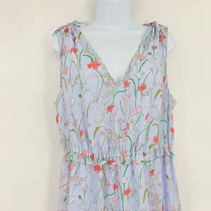 Banana Republic Pale Blue Hi Low Dress Sz 14 Coastal Boho Resort Floral Garden thumbnail 3