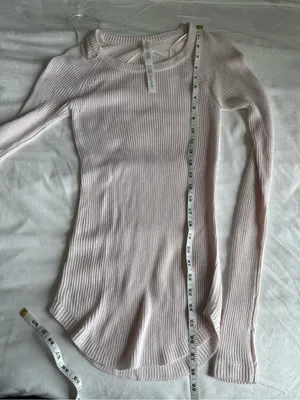 Lululemon Cabin Yogi Long Sleeve Light Pink Sweater Knit Top US 2 Cashmere Mix thumbnail 12