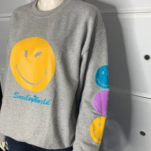 Smiley World Gray Winky Face Pullover Sweatshirt Size Medium thumbnail 2