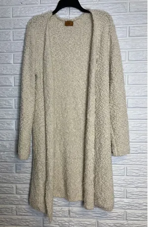 POL cream Boucle long open cardigan super soft cozy layer women's‎ size medium thumbnail 1