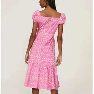 Autumn Adeigbo Pink Peasant Dress SIZE 8 Daisy Cotton Cottage USA Designer $525 thumbnail 3