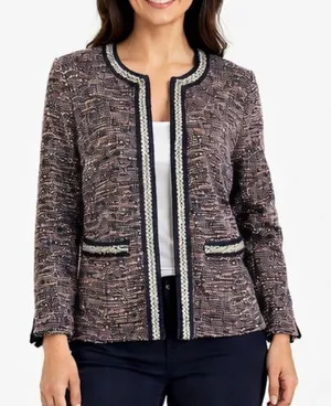 Talbots tweed blue and red open blazer jacket size small thumbnail 1