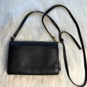 Tory Burch Black McGraw Flat Leather Wallet Crossbody thumbnail 4