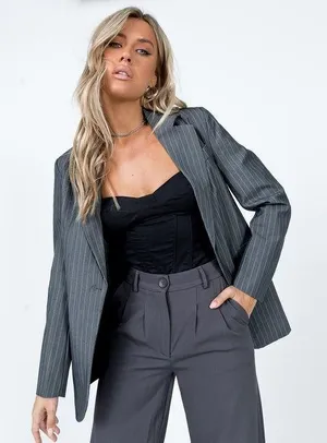 Grey Pinstripe Blazer thumbnail 1