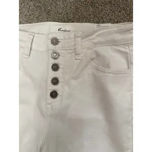 Kancan Womens White High Rise Button Fly Skinny Jeans Raw Hem Denim, sz 7/27 thumbnail 5