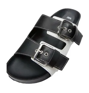 Zara Black and White Double Buckle Slide Sandals EUC thumbnail 1