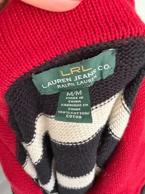 RALPH LAUREN Black White Striped Sweater Size Medium thumbnail 5