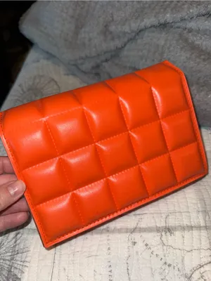 Quilted Orange Women's Crossbody Clutch - Stylish Everyday Bag thumbnail 2
