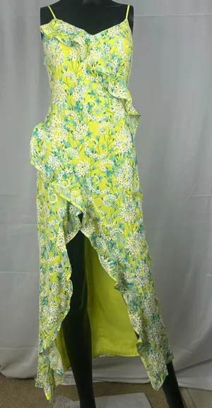 LOST + WANDER Sunbloom Eyelet Floral Maxi XS Dress Yellow + Free Necklace thumbnail 1