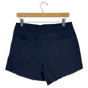 Altar'd State Fringe Front Raw Hem Denim Shorts Black Western Boho Size M thumbnail 4