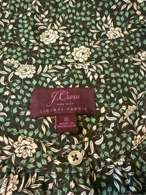 J.Crew Green Ditzy Floral Ruffle Trim Button Front Yolk Long Sleeve Blouse Small thumbnail 6