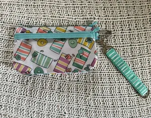 Thirty-One Colorful Beach Summer Patterned Zipper Bag Pouch with Keychain thumbnail 1