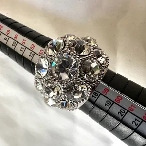 Silver tone rhinestone cocktail ring thumbnail 6