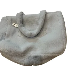 Victoria's Secret PINK Plush Teddy Faux Fur Tote Bag‎ Baby blue NWT thumbnail 5