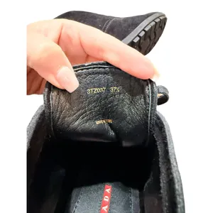 Quiet Luxury Prada Suede Wedge Ankle Boots Black‎ Size 37.5 thumbnail 7