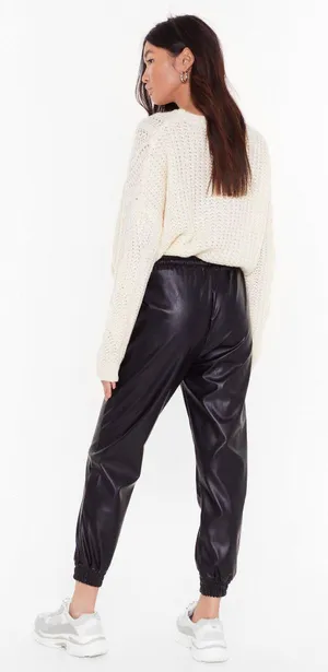 Nasty Gal Jog My Mind Faux Leather Joggers thumbnail 2