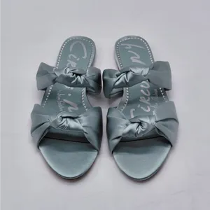 Sam Edelman Circus NY Womens Sandals 7.5 Blue Satin Bow Slides Feminine Coquette thumbnail 3