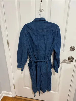 Women's Dark Blue Denim Belted Jacket Size XL thumbnail 7