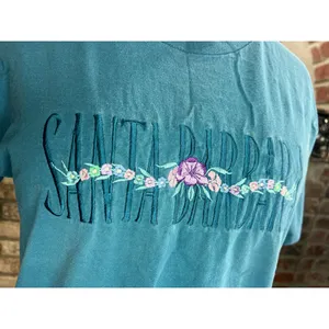 T shirt Santa Barbara embroidered blue green pink thumbnail 3