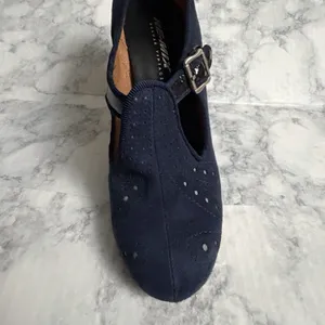 Re-Mix Vintage Footwear Cloche‎ T-straps in Navy Suede/Black Patent, Size 6 thumbnail 11